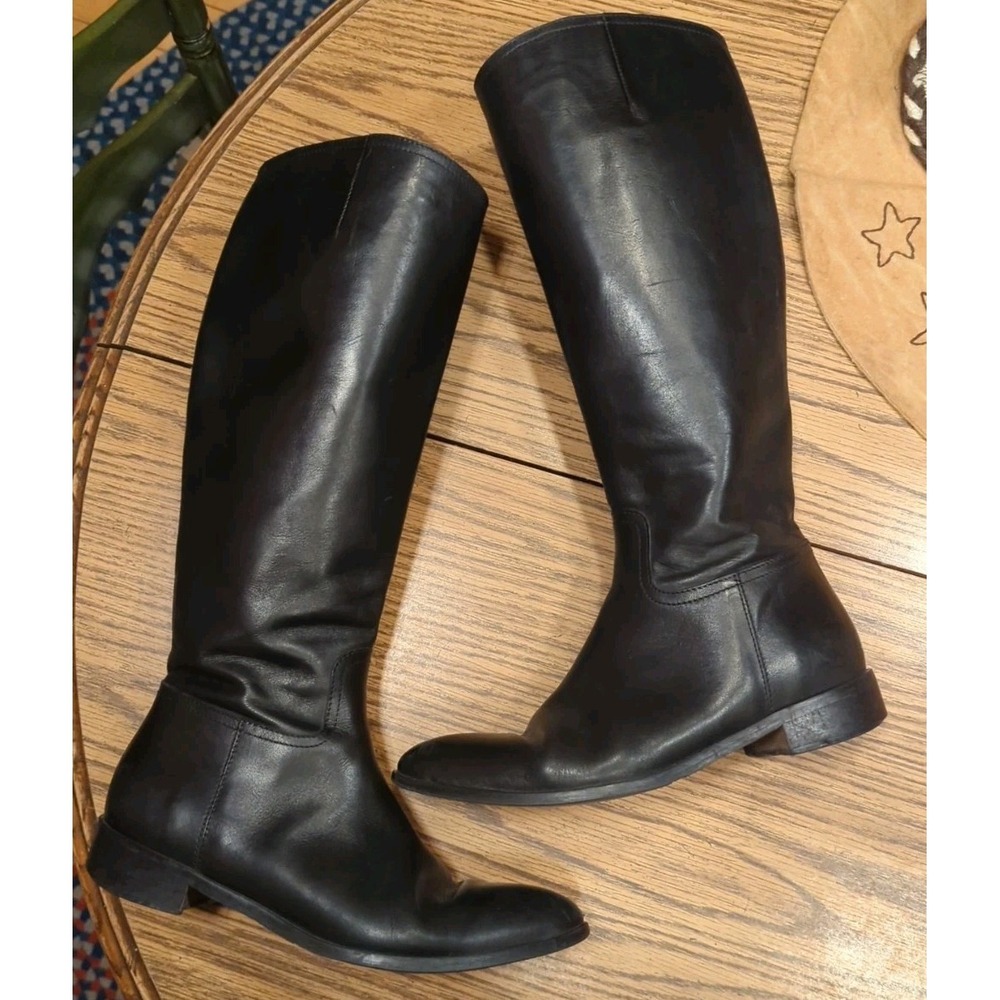 Davos Gomma Knee High‎ Boots Black Made In Italy 38 US 7